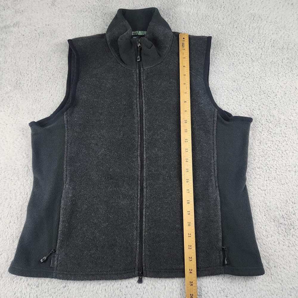 Lauren Active Ralph Lauren Vest Womens XL Gray Fleece Full Zip Stretch Pockets - Picture 6 of 14